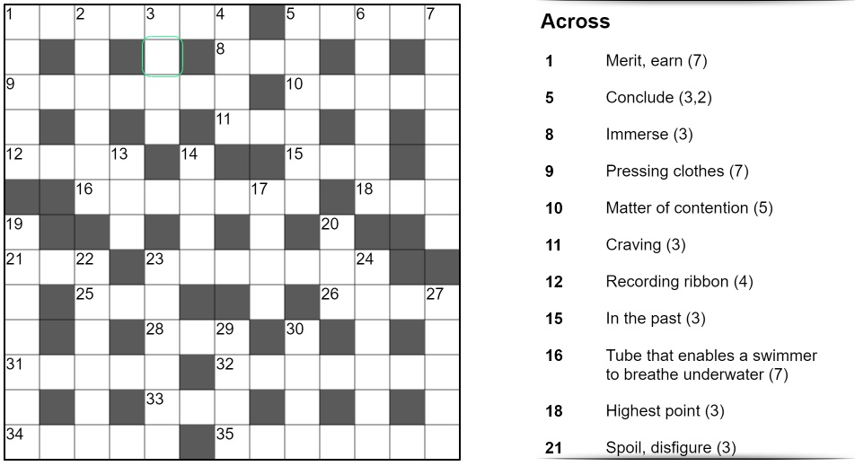 Crossword unsolved example puzzle