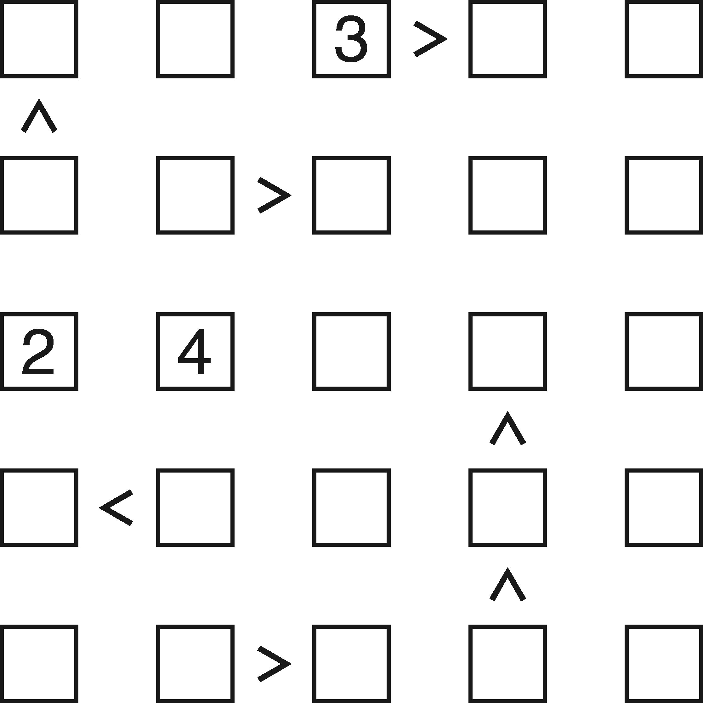 Futoshiki unsolved example puzzle