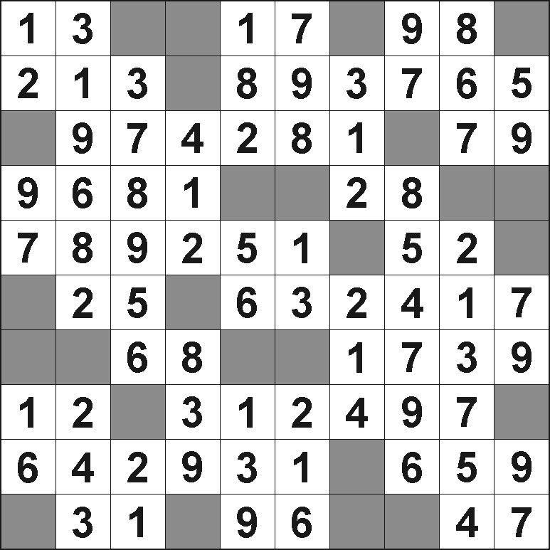 Kakuro solved example puzzle