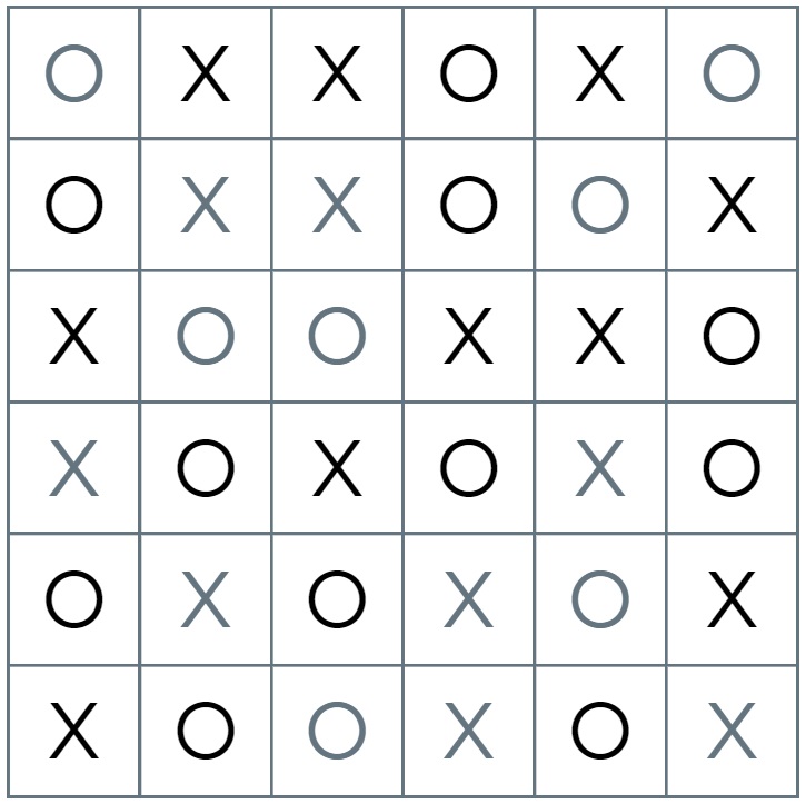 Noughts and Crosses / Kurosu solved example puzzle