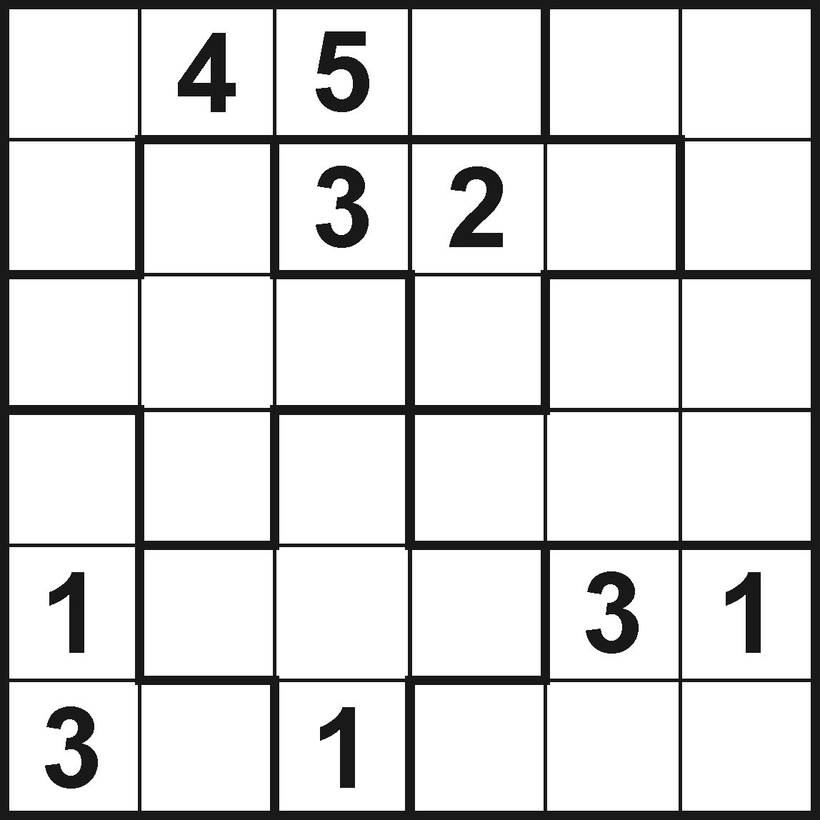 Suguru unsolved example puzzle