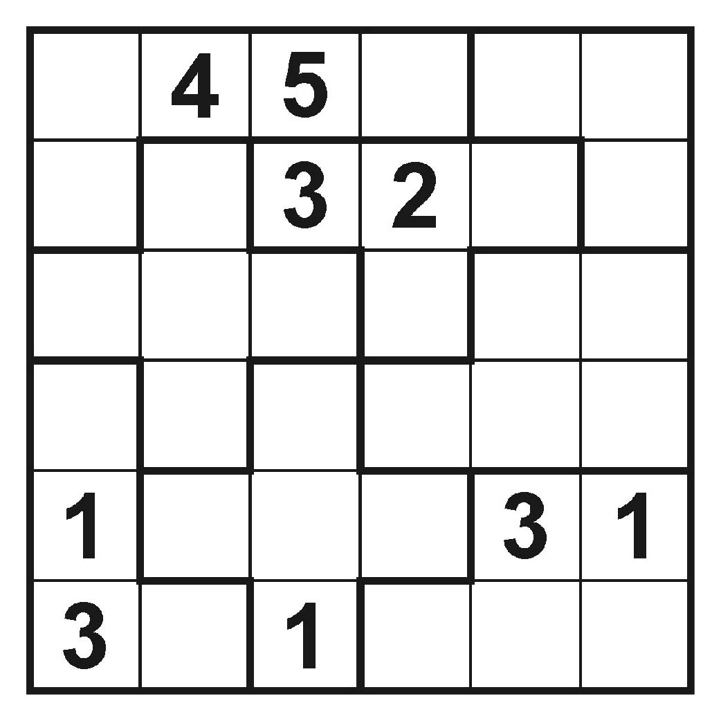 An example of a Suguru puzzle